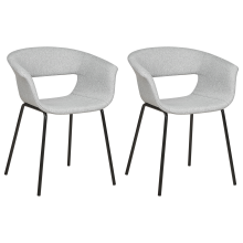 Set of 2 Dining Chairs ELMA Fabric Light Grey