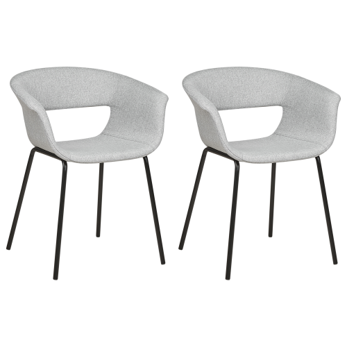 Beliani Set of 2 Dining Chairs ELMA Fabric Light Grey