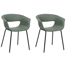 Set of 2 Dining Chairs ELMA Fabric Dark Green