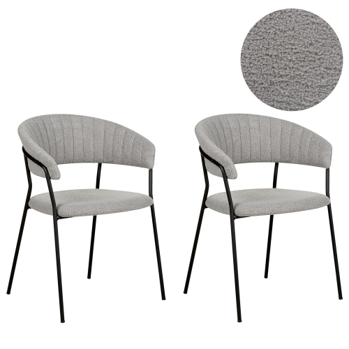 Beliani Set of 2 Dining Chairs MARIPOSA Boucle Grey