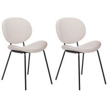 Set of 2 Dining Chairs LUANA Velvet Light Beige