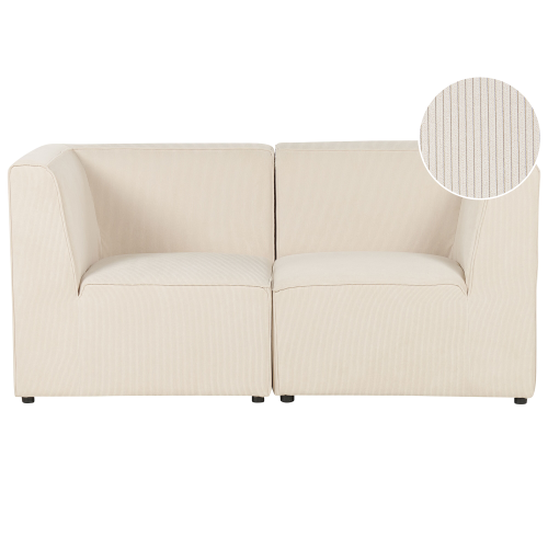 Beliani Modular Sofa 2 Seater LEMVIG Corduroy Light Beige