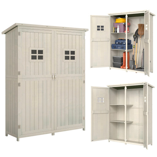 Outsunny Cobertizo de Madera Gris 127.5 x 50 x 164 cm