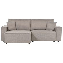 Corner Sofa Bed 3 Seater KARILA with Storage Fabric Taupe Right Hand