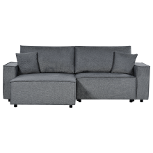 Corner Sofa Bed 3 Seater KARILA with Storage Fabric Dark Grey Right Hand