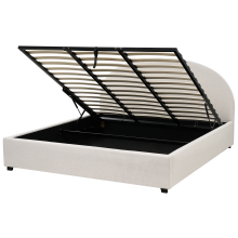 Ottoman Bed VAUCLUSE Fabric Light Beige 180 x 200 cm (EU Super King)