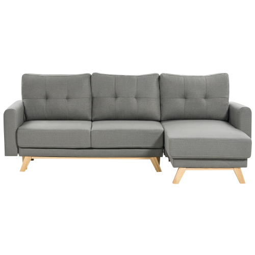 Beliani Sofa Bed 3 Seater SIRO with Storage Fabric Grey Left Hand