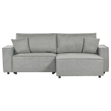 Corner Sofa Bed 3 Seater KARILA with Storage Fabric Grey Left Hand