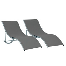 Set 2 Tumbonas Plegable Gris 165 x 61 x 63 cm
