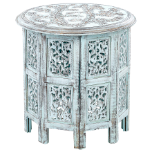 Side Table BORAI Mango Wood Light Blue