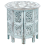 Beliani Side Table BORAI Mango Wood Light Blue 1