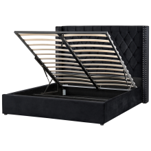 Ottoman Bed LUBBON Velvet Black 160 x 200 cm (EU King Size)