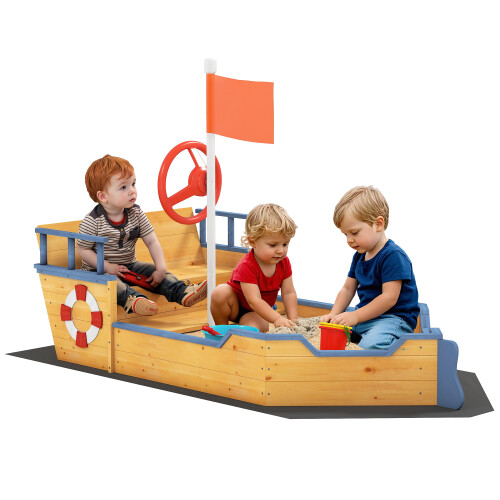 Outsunny Arenero Infantil de Madera Marrón 158 x 78 x 45.5 cm