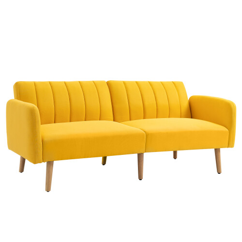 Homcom Sofá Cama 2 Plaza Amarillo 173 x 75 x 73 cm