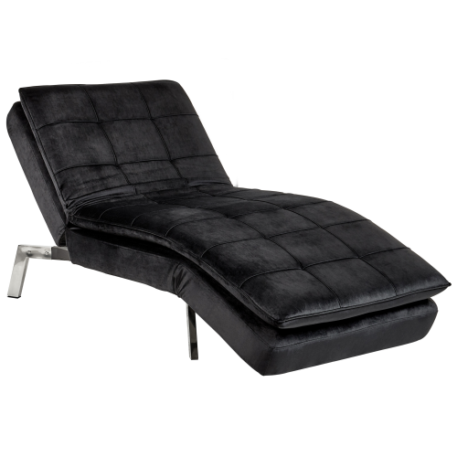 Beliani Chaise Longue LOIRET Velvet Black
