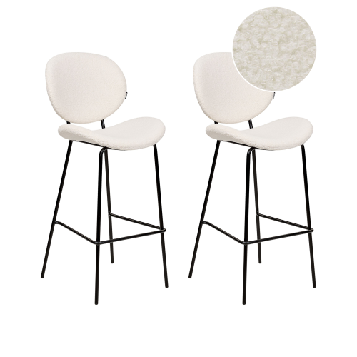 Beliani Set of 2 Bar Chairs LUANA Boucle White