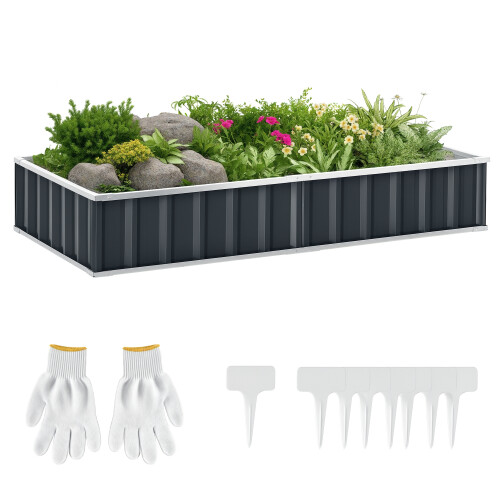 Outsunny Arriate de Jardín Gris 174 x 90 x 30 cm