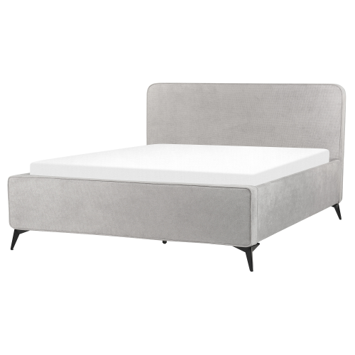 Beliani Bed Fabric VALOGNES 160 x 200 cm (EU King Size) Light Grey