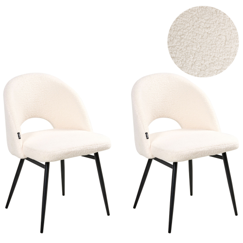 Beliani Set of 2 Dining Chairs ONAGA Boucle White
