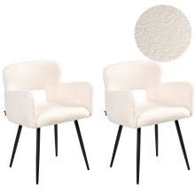 Set of 2 Dining Chairs SANILAC Boucle White