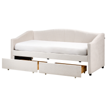 Daybed with Storage VITTEL Fabric Light Beige 90 x 200 cm (EU Single)