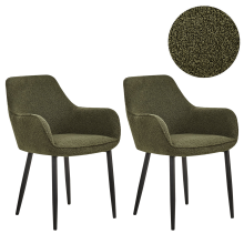 Set of 2 Dining Chairs ALDEN Boucle Dark Green
