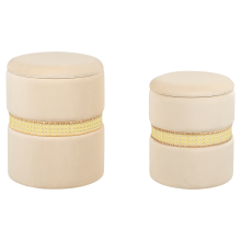 Set of 2 Storage Pouffes MEDFORD Velvet Light Beige