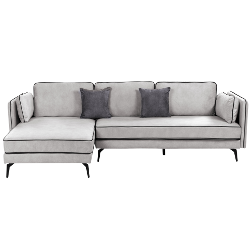Beliani Corner Sofa 3 Seater ALTAN Velvet Light Grey Right Hand