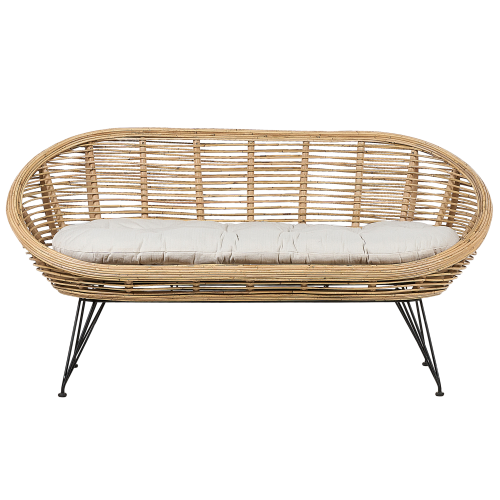 Beliani Garden Sofa 2 Seater MARATEA Rattan Natural