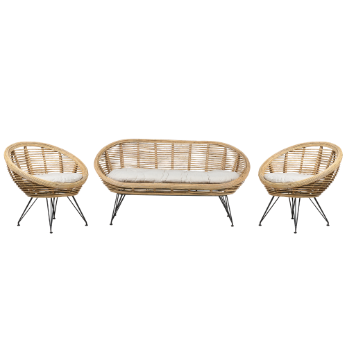 Beliani Garden Sofa Set 4 Seater MARATEA Rattan Natural