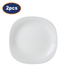 Dinner Plate 26cm Square Opal Glass White Flat Modern Serving Dish Tableware 2Pc