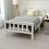 (Single) Roomfitters Bed Solid Pine Wooden Bed Frame with Raised Headboard & Footboard, White 1