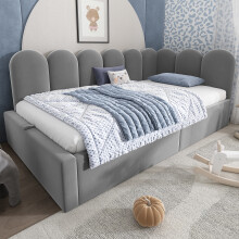 (Grey) Roomfitters 90x190cm Single Daybed Upholstered Sofa Bed with Hydraulic Storage
