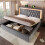 (Grey, Double) Roomfitters Bed Upholstered Ottoman Bed Frame with Smart RGB LED Lighting USB Type-C 2