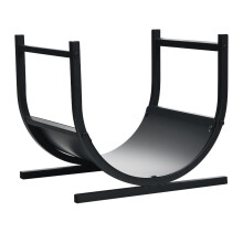 U-formet vedhylle i metall, 43x37x39,5 cm, svart