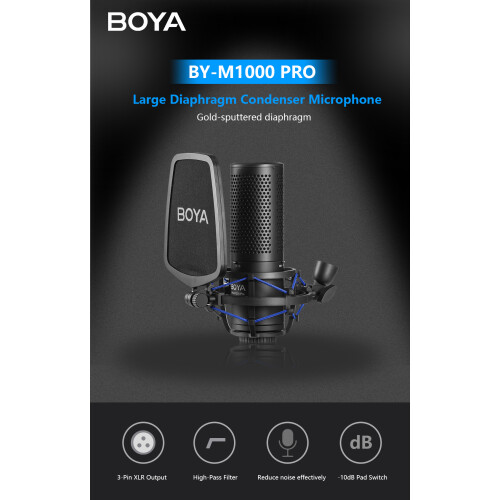 Πυκνωτικό Μικρόφωνο RNCYN BY M1000 PRO Μεγάλο Διάφραγμα 1