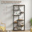 Homcom HOMCOM Industrial Bookcase 7-Tier Bookshelf Shelving Unit Rustic Brown Black 4