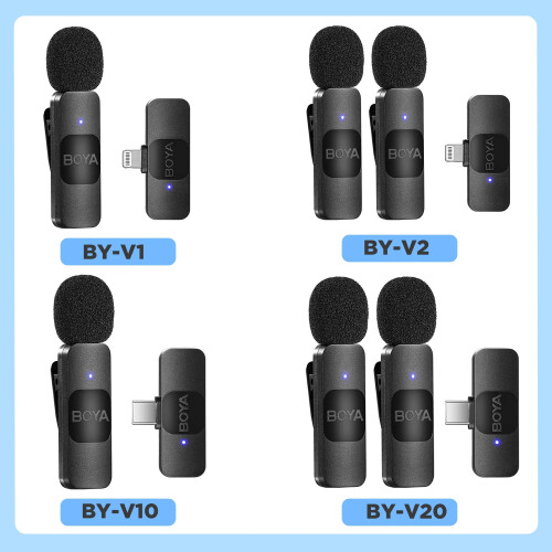 Microfono lavalier wireless - RNCYN - BY-V - Microfono dinamico - Nero - Per smartphone - Microfono portatile 1