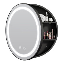 (60cm) radelldar Rund Spiegelschrank Bad mit Beleuchtung, Rund Mirror Cabinet (60x12x60cm)