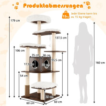 175 cm kattetre 6-lags katteklodestolpe trekatteskrapestolpe lekehus med hule og 5 matter aktivitetstre klatretre kattehus