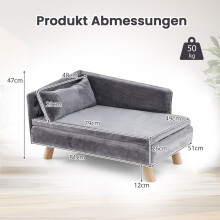 Forhøyet kjæledyrsofa for små og mellomstore hunder, katter, grå
