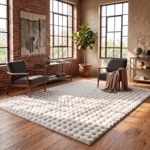(5ft 3in x 7ft 6in (160x230cm), Cream) Bubble Shaggy Rug Thick Non Slip Faux Fur Fluffy Carpet for Living Room Bedrooms | 700GSM Premium Quality