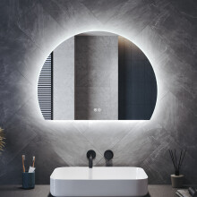 (700x500mm) ELEGANT Half Circle LED Bathroom Mirror with Lights,Wall Mounted Backlit Mirror with Dimmable 3-Colour Modes,Anti-Fog