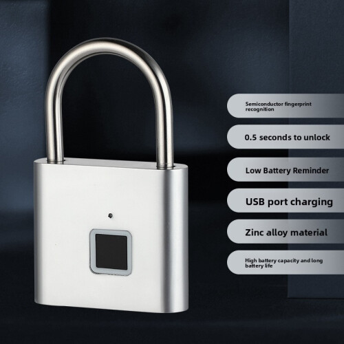 (Silver)Intelligent Fingerprint Lock Outdoor Waterproof Antitheft Intelligent Electronic Locks 2