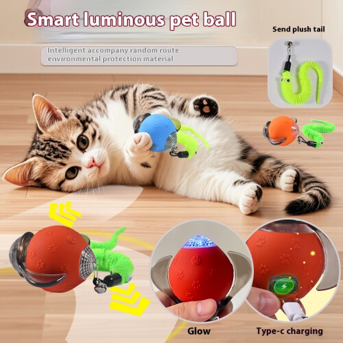 Interactive cat toy - Phoesky - Bouncy ball - Refillable - Silicone + Plastic - Orange 1