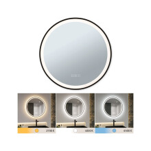 Paulmann 71088 LED illuminated mirror Mirra IP44 White Switch 750lm 230V 11.5W dimmable black, mirror bathroom luminaire
