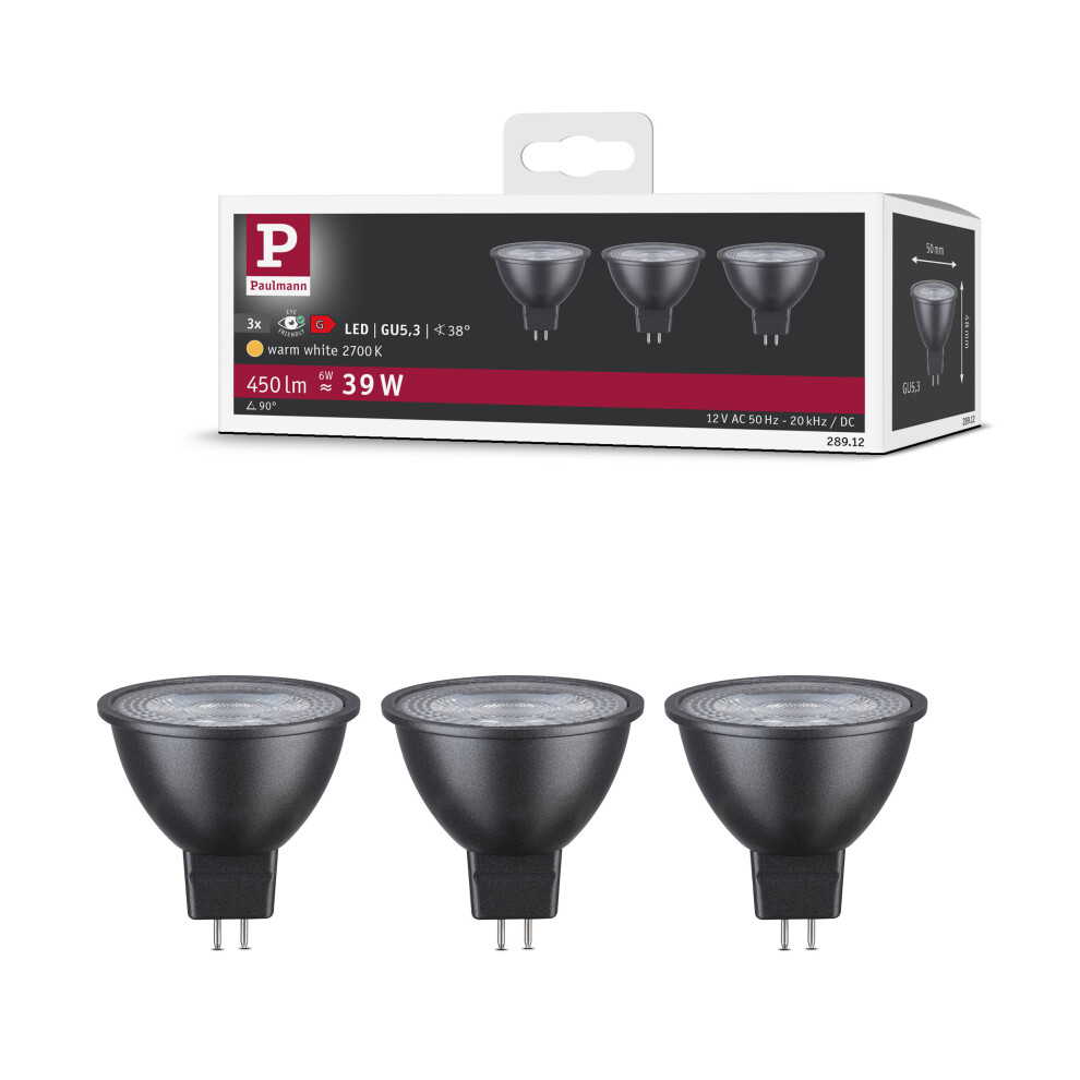 3 x Paulmann LED MR16 Reflector Lamp 6W GU5.3 12V 450lm Warm White 2700K 38° - Image 2