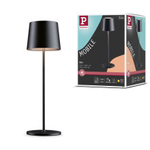 Paulmann 76996 LED battery table luminaire Gilo IP44 2700K Black matt portable table luminaire dimmable 2.8W USBC