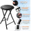 BLACK FOLDING STOOL SOFT PADDED CUSHIONED SEAT FOLDING FREESTANDING METAL FRAME 3