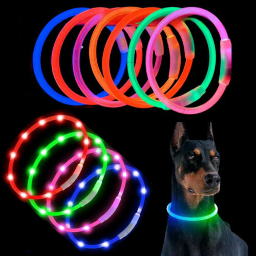 Κολάρο σκύλου LED Phoesky Φόρτιση USB Χάντρα οπτικών ινών 1